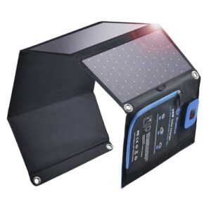 Tragbares Solar-Ladegerät mit 2 Ports und IP44 Solarpanel für unterwegs laden