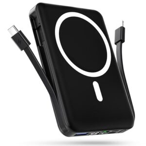 Erfreulich leicht und kabellos laden: 10000mAh große, magnetische Powerbank mit LED-Anzeige für iPhone 16/15/14/12/Pro/Pro Max/Mini (Schwarz)