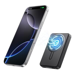 Power Bank 12000mAh für MagSafe, Magnetische Powerbank Schnellladung QC4.0 22,5W PD20W USB C Ausgang, Wireless Externe Handy-Akkus für iPhone 16/15/14/13/12-Serie