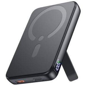 Magnetische Powerbank mit hohem Energiegehalt, USB-A Ausgabe und LED-Anzeige, ideal für iPhone Ladung