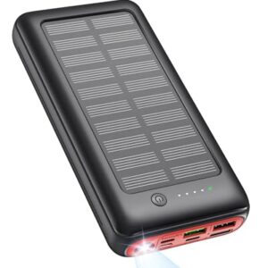 Solar Powerbank 27000mAh mit 22,5W PD20W Schnellladetechnologie und vier USB Ausgängen zum Laden mehrerer Geräte unterwegs