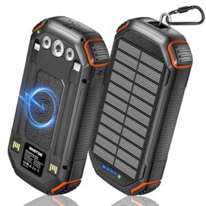 Wireless Solar Powerbank mit hoher Kapazität, vier Ausgänge und drei Eingänge, integrierte Taschenlampe für Außerhalb-Aktivitäten