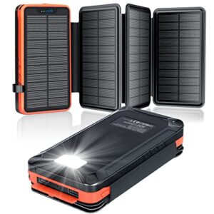 Solar Powerbank 26800mAh mit 4 Solarpanels, USB-A und USB-C Eingang, ideal für lange Outdoor-Aktivitäten wie Camping, Wandern oder Reisen