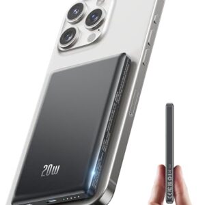 Ultra Slim iPhone Powerbank, Magsafe, Ntaanoo Magnetische Power Bank Induktives Laden 5000mAh, 20W Schnellladung Wireless Externe Handyakkus Kabelloses Akkupack für iPhone 16/15/14/13/12
