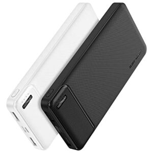 Zwei externe Power Banks mit 10.000 mAh, USB-C Eingang und Ausgang, tragbares Ladegerät mit 4 Ports für iPhone, Samsung, iPad, Huawei und AirPods
