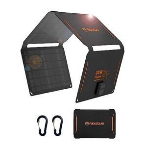 Tragbares Solarpanel mit USB A/C QC 2.0-Anschluss für Outdoor-Aktivitäten wie Camping, Wandern oder Motorradfahren