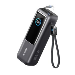 Anker Laptop Powerbank, 25.000mAh externer Akku mit 3X 100W USB-C Ports für Multi-Geräte-Ladeleistung, Integriertes + einziehbares Kabel, Für iPhone 16/15, MacBook, Samsung und mehr