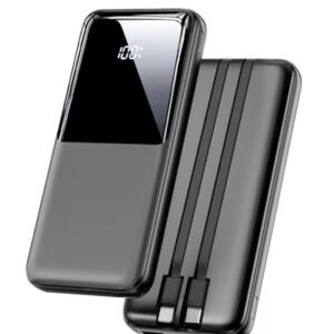 Tragbares Ladegerät mit 3 Anschlüssen und 2 integrierten Kabeln, Powerbank für iPhone und Samsung Galaxy, Hochkapazität 26800mAh, Schnelle Ladenfähigkeit