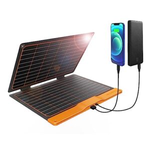 20W Solar Ladegerät, Flexsolar Solarpanel Faltbar 2-Port(USB-A, USB-C) Solarpanel, Tragbares, leichtes ETFE-Notfallpanel, IP67 wasserdicht für Handys Akkus Tablets Powerbank