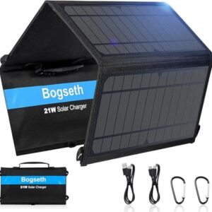 Faltbares und wasserdichtes Tragbares Solarladegerät für Handy, Smartphone und Tablet mit hoher Effizienz von 24% und automatischer Ladeerkennung.