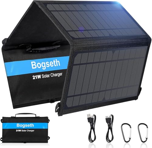 Faltbares und wasserdichtes Tragbares Solarladegerät für Handy, Smartphone und Tablet mit hoher Effizienz von 24% und automatischer Ladeerkennung.