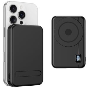 Magsafe Powerbank 10000mAh, kabellose externe Handyakkus mit USB-C-Eingang und Ausgang, LED-Anzeige, kompatibel für iPhone 16, 15, 14, 13, 12 Pro Max Serie und Galaxy