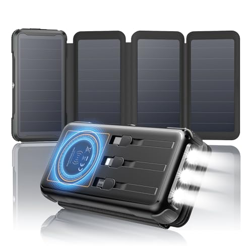 Hochleistungs-Solar-Powerbank mit 25.000 mAh Kapazität, 20W schnelle Ladeleistung und integrierten Solarpanelen für effizientes Laden von Smartphones und Tablets