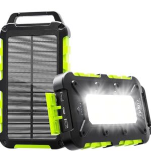 Solar Powerbank 26800mAh PD 15W mit Solarpanel, LED-Licht und drei Ausgängen für Outdoor-Aktivitäten wie Camping und Wandern, Wasserdicht und robust