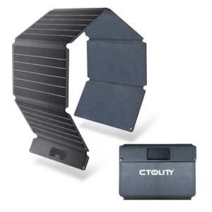 Ctolity Solarpanel Faltbar 54W, Tragbares Solarmodul für Camping und Wandern, Schnelles Aufladen mit USB C und 12V USB A Ausgang, Klappbare Solarladestation für Outdoor-Touren und Laptop-Ladung