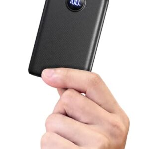 Powerbank mit 20000mAh Kapazität, ultraflaches und kompaktes Design, 3-fach gleichzeitige Aufladung von Geräten über USB-C oder Micro-USB