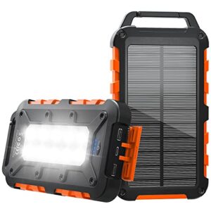 Tragbare Solar Powerbank mit Solarpanel, LED-Licht und drei Ausgängen für Outdoor-Geräte wie Smartphones und Tablets
