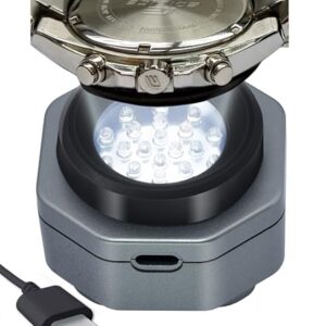 CoolFire - Typ-C UV-freies Solaruhr-Schnellladegerät, Ladegerät für alle Eco-Solaruhren, tragbares Batterieladegerät mit USB-Typ-C-Anschluss und hoher Leistung von 40.000 LUX Licht