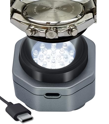 CoolFire - Typ-C UV-freies Solaruhr-Schnellladegerät, Ladegerät für alle Eco-Solaruhren, tragbares Batterieladegerät mit USB-Typ-C-Anschluss und hoher Leistung von 40.000 LUX Licht