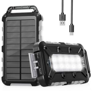 Solar Powerbank Outdoor 26800mAh mit Solarpanel, LED-Taschenlampe und drei Ausgängen für Camping, Smartphones und Tablets