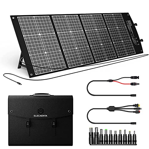 ELECAENTA 120W Faltbares ETFE Solarpanel, tragbarer Monokristalliner Ladegerät mit USB-C PD45W und QC3.0 DC-XT60/Anderson Verbindung, wasserdicht für Solargenerator Powerstation Van Outdoor Camping