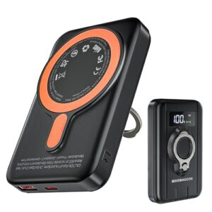 Magnetisches Ladegerät, Wireless Power Bank 12000mAh, Schnelles Laden, Tragbares Ladegerät, LCD Display, USB-C Akkupack für iPhone und andere Geräte