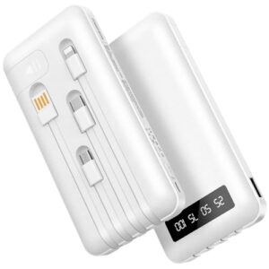 Powerbank mit 26.800 mAh Kapazität, vier integrierte Kabel und schnelles Laden für iPhone und Samsung Galaxy