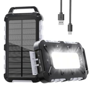 Tragbare Solar Powerbank mit hoher Kapazität, Wasserdicht und LED-Taschenlampe, ideal für Camping und Outdoor-Aktivitäten