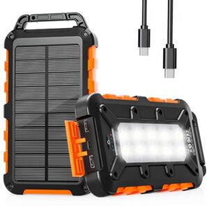 Solare Powerbank Outdoor mit Solarpanel und LED-Taschenlampe, ideal für Camping und Outdoor-Aktivitäten