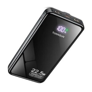 Externer Akku Solar mit 20.000 mAh, ideal für unterwegs, Schnelle Ladung über USB C und Solar-Ladegerät