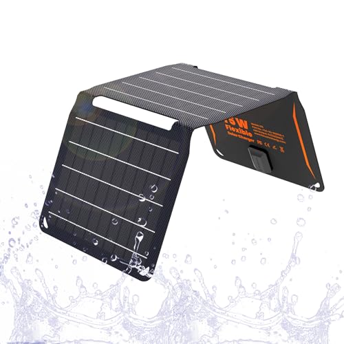 Tragbares Solarpanel-Ladegerät von FlexSolar, 15 W, wasserdicht, IP67, USB-Anschluss, für iPhone Xs/X/8/7, iPad, Camping, Rucksackreisen