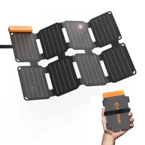 Flexsolar 25W Mini Faltbares Solarpanel im Taschenformat, Wasserdichter E-Film Tragbares Solarladegerät mit USB-A & USB-C für Power Stations, Smartphones, Tablets, Powerbanks Outdoor Camping Notfall