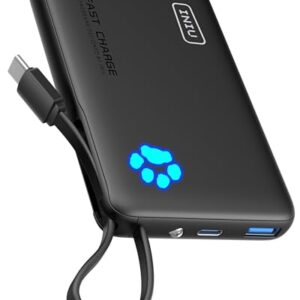 Mini Powerbank mit 10.000 mAh, USB-C Kabel und Schnellladen für iPhone und Xiaomi