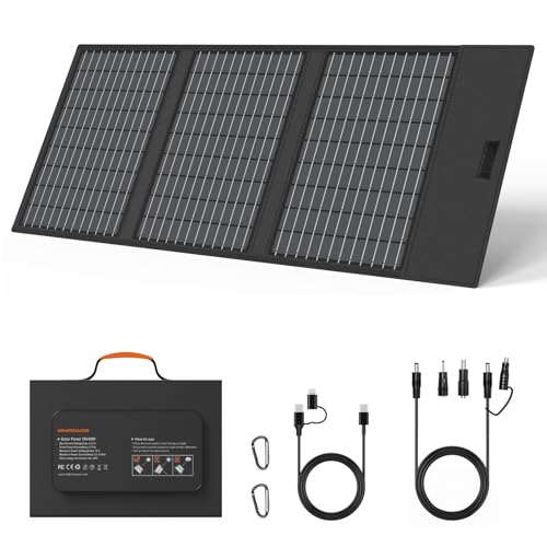 Tragbares Solarpanel-Ladegerät mit USB-C, USB-A und DC-Ausgängen, faltbar, wasserdicht und perfekt für Camping, Wandern oder Outdoor-Aktivitäten