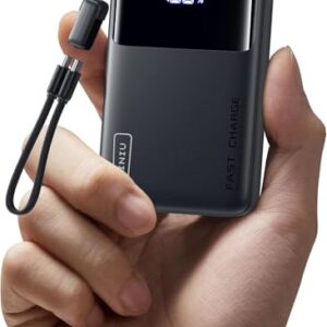 INIU Mini Power Bank, 10.000mAh Powerbank mit USB C Kabel und schneller Ladefunktion für iPhone und Samsung Geräte