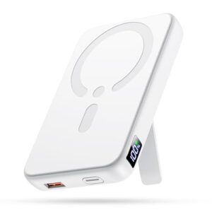 Kabellose Powerbank für Magsafe, 12000mAh Power Bank mit Klappbarem Standfuß und LED-Anzeige für iPhone