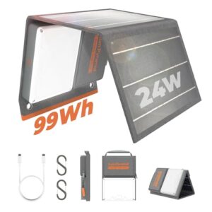 Tragbares Solar Ladegerät 99,9Wh mit 24W Solarpanel und 65W PD USB-C für Camping, Draußen und Reisen