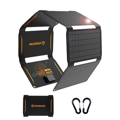 Solar Ladegerät 40W, Foldablesolarmodul mit drei USB-Ports, Wasserfest und faltbar für Outdoor-Aktivitäten wie Camping, Wandern und Angeln.