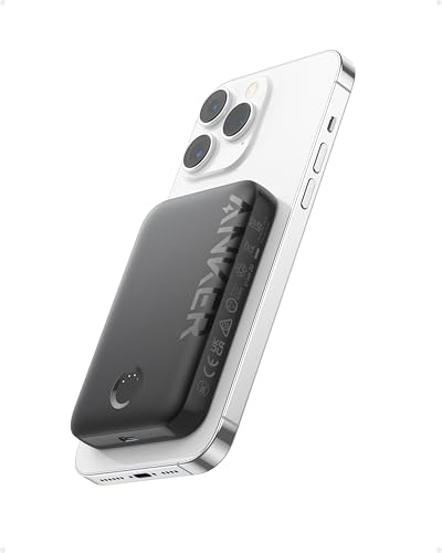 Magnetische Power Bank von Anker mit 5000mAh Kapazität und kabellosem Design, kompatibel mit iPhone 17/16/15/14/13/12