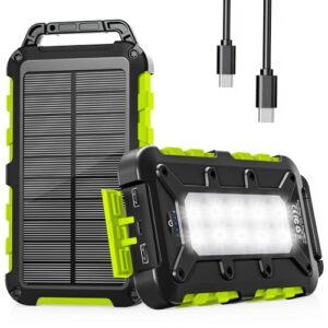 Solar Powerbank für draußen, 26800mAh Kapazität, PD 15W Ladegeschwindigkeit, wasserdicht und mit LED-Licht