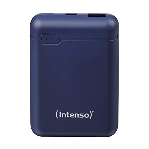 Kompakter externer Akku für Smartphone, Tablet & Kamera - 10.000 mAh - USB-C, USB-A, microUSB - Schnelles Laden - Blauer Powerbank von Intenso