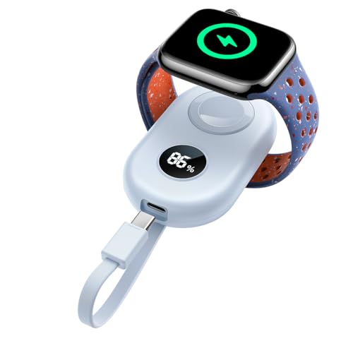 JOYROOM 2500mAh Powerbank für Apple Watch mit USB C Ladekabel und LED Display, magnetisch, kabellos, tragbar, kompatibel mit verschiedenen Apple Watch Modellen