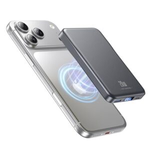 Magnetische Powerbank mit 10.000 mAh Kapazität, magnetisches Ladegerät für iPhone ohne Kabel, schnelles 20W PD-Ladegerät und LED-Anzeige.