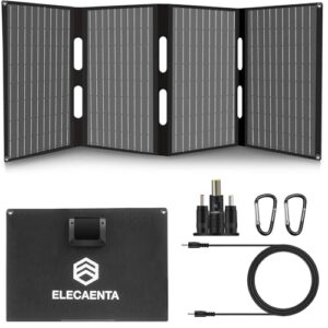 ELECAENTA 40W Solar Ladegerät Faltbar Solarmodul 3-Port, 18V DC/USB/USB-C PD30W - Tragbare Solarpanel Ladegerät IP68 Wasserdicht für iPhone, Android Handy, Tablets, Powerstation
