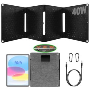 Tragbares 40W Solarpanel mit DC & USB-C/USB-A-Steckern und robuster Beschichtung, ideal für iPhone, iPad, Powerbank, Camping und Outdoor-Reisen