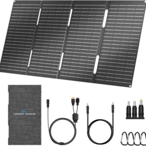 Ecosonique 60W tragbares Solarpanel, faltbares Solarmodul für schnelles Aufladen mit USB-C PD3.0 und USB-A QC3.0, DC 18V Ausgang, ETFE-Beschichtung wasserdicht für Camping, Outdoor und Power-Station