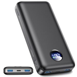Powerbank mit 26.800mAh Kapazität, schnelle Ladefunktion und USB-C-Eingang und -Ausgang, kompatibel mit iPhone und Samsung Galaxy S25, Schwarz