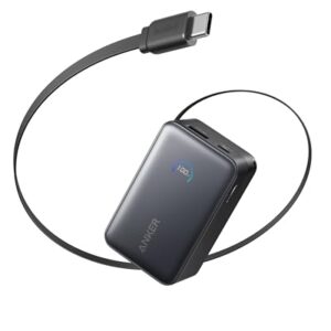 Kompakter externer Akku mit 70cm Anker InstaCord, pass-through-Laden und Smart-Display für iPhone 17/16, iPad, Galaxy und Pixel