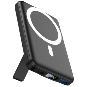 Magnetische Powerbank 10000mAh für iPhone - kabelloses Ladegerät mit LED-Anzeige und Metall-Klappmechanismus