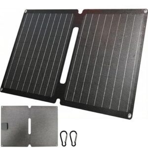 Tragbares Solar-Ladegerät mit 20W Solarpanel und zwei Ports (USB-C und USB-A) für Camping und Outdoor-Aktivitäten.